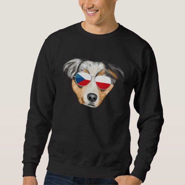 Czech Flag Australian Shepherd Dog Czech Republic  Sweatshirt (Vorderseite)
