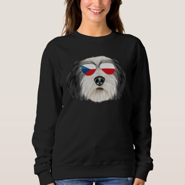 Czech Flag Polish Lowland Sheepdog Dog Czech Repub Sweatshirt (Vorderseite)