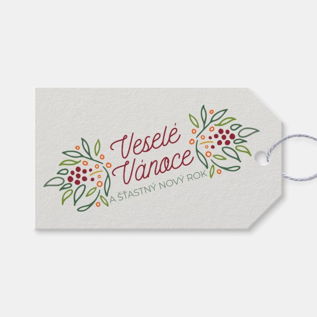 Czech Language Merry Christmas & New Year  Geschenkanhänger (Vorderseite (Horizontal))