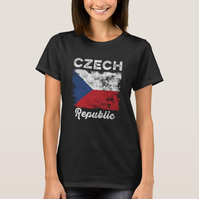 Czech Republic Flag Distressed Men Women Kids Czec T-Shirt (Vorderseite)