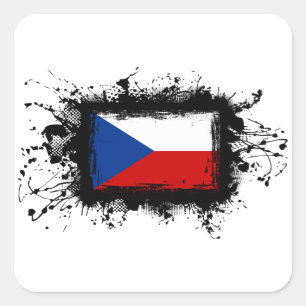 Czech Republic Flag Quadratischer Aufkleber