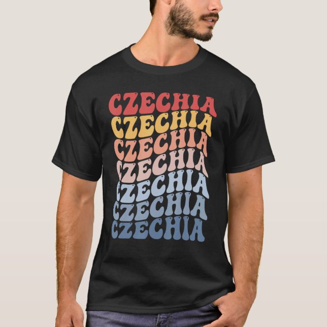 Czechia Groovy Retro Czech T-Shirt (Vorderseite)