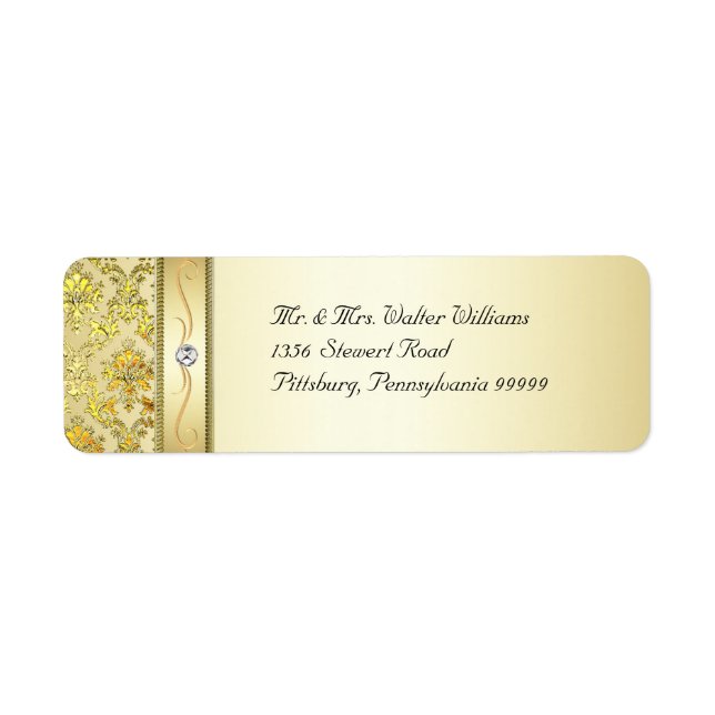 D1 Elegantes Gold Damask Diamond-Label (Vorne)