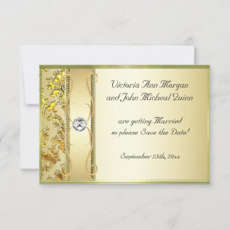 D1 Gold auf der Gold Damask Save the Date Karte
