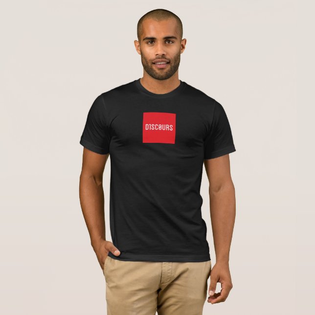 D1SC0URS rotes Quadrat T-Shirt (Vorne ganz)