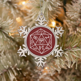 D20 Celtic Dragon DND Zwergzunge Schneeflocken Zinn-Ornament