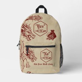 D20 Dice Celtic Dragon DND RPG weil DM Gamer Bedruckter Rucksack