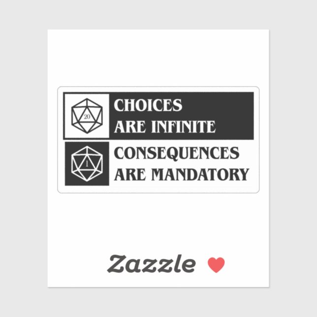 D20 Dice Choices sind unendliche Folgen für den Me Aufkleber (Blatt)