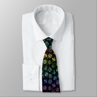 D20 Dice Set Pattern (Regenbogen) Neck Tie Krawatte
