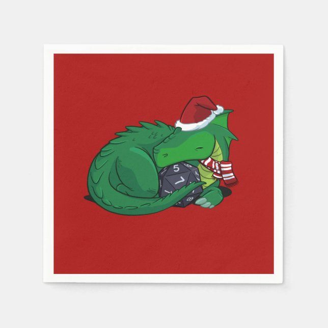 D20 Green Dragon - Holiday Edition Serviette (Vorderseite)