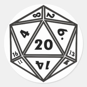 D20 RUNDER AUFKLEBER