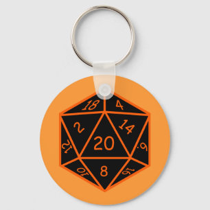 D20 Schwarz & Orange Schlüsselanhänger