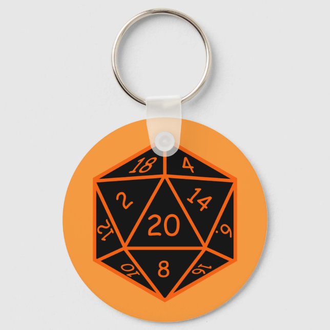 D20 Schwarz & Orange Schlüsselanhänger (Vorderseite)