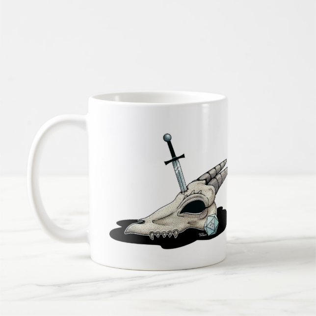 D20 und Drache-Schädel Kaffeetasse (Links)