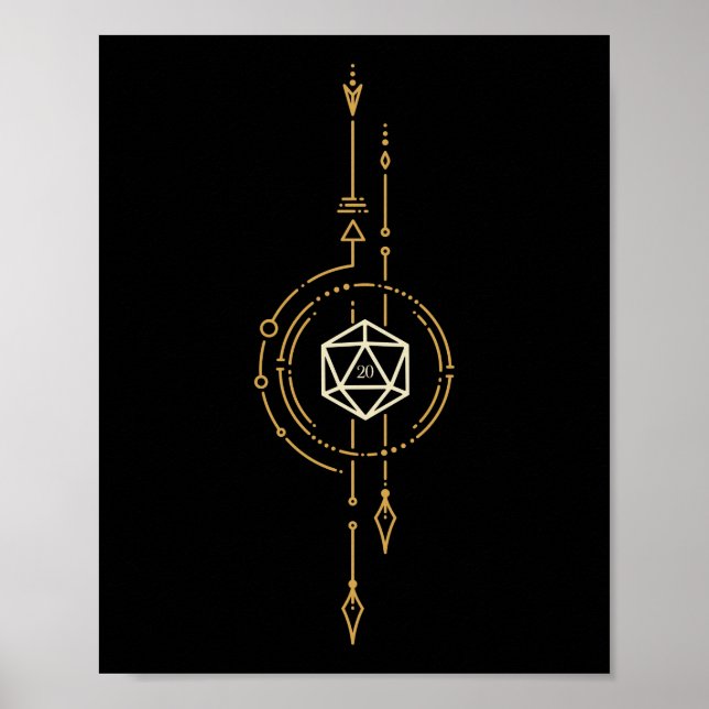 D20 Würfel des Ranger Minimalistisch Tabletop RPG Poster (Vorne)