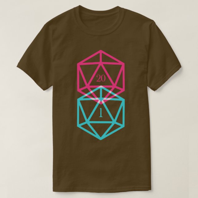 D20 Würfel Kritischer Versag und natürliches 20-Ta T-Shirt (Design vorne)