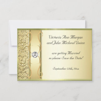 D2 Gold auf der Gold Damask Save the Date Karte