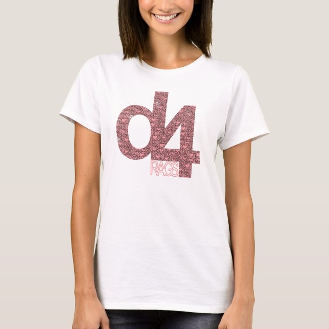 D4-Rags - Herz (Heiß rosa auf Weiß) T-Shirt (Vorderseite)