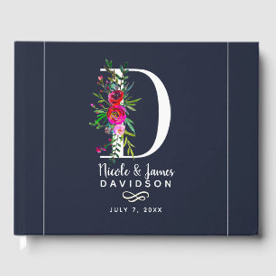 D Anfangsbuchstabe Monogramm Floral Name Hochzeit Gästebuch