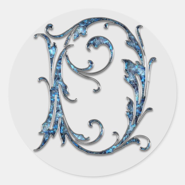 D-Aufkleber für Monogramm Runder Aufkleber (Vorderseite)