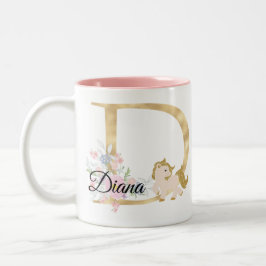 D Buchstabe personalisierte Bezeichnung Monogramm  Zweifarbige Tasse