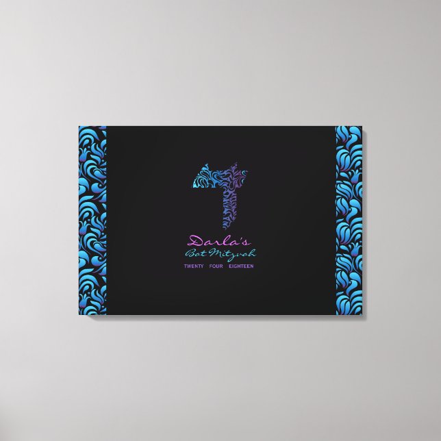 D Daled Hebrew Letter Bat Mitzvah Sign-In Board Leinwanddruck (Vorderseite)
