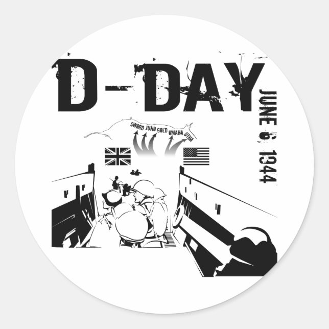 D-DAY 6. Juni 1944 Runder Aufkleber (Vorderseite)