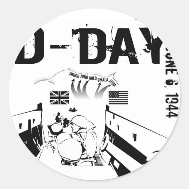 D-DAY 6. Juni 1944 Runder Aufkleber (Vorderseite)