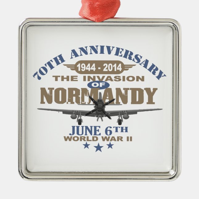 D-Day 70 Jubiläum Kampf der Normandie Silbernes Ornament (Vorne)