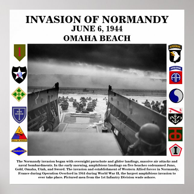 D-Day Invasion der Normandie White Background Post Poster (Vorne)