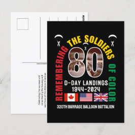D-DAY LANDINGS 80 Jahre Jubiläumsjubiläum Farbige  Postkarte