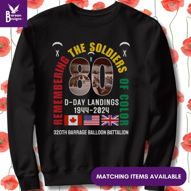 D-DAY LANDINGS 80 Jahre Jubiläumsjubiläum Farbige  Sweatshirt (Stylish D-Day Landings 80th Anniversary sweatshirt for soldiers of color)