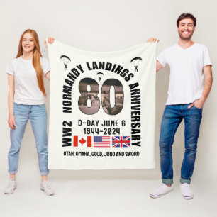 D-DAY NORMANDY LANDINGS WW2 80 JAHRE FLEECEDECKE