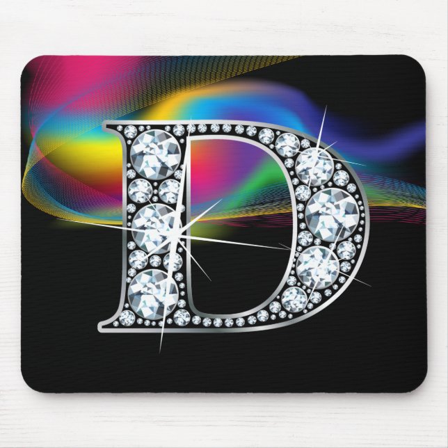 "D" Diamantblende mit Rainbow Swirl Mousepad (Vorne)