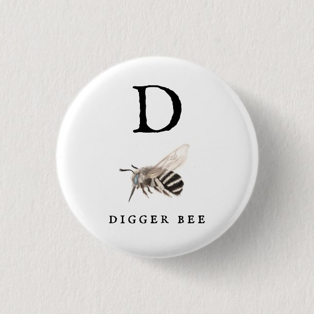"D" Digger Bee Button (Vorderseite)