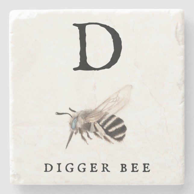 "D" Digger Bee Steinuntersetzer (Vorderseite)