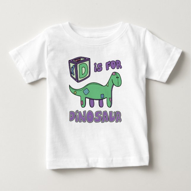 D est pour le T-shirt de bébé de dinosaure (Devant)