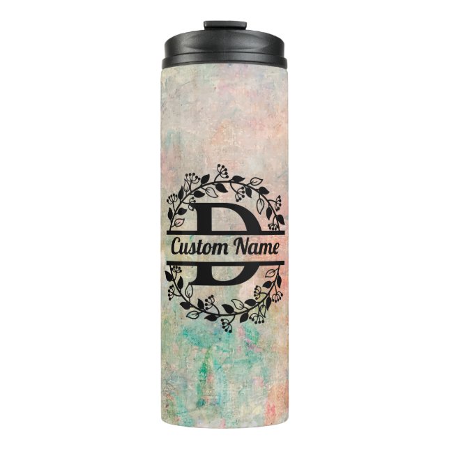 D Floral Monogram Letter Thermosbecher (Vorderseite)