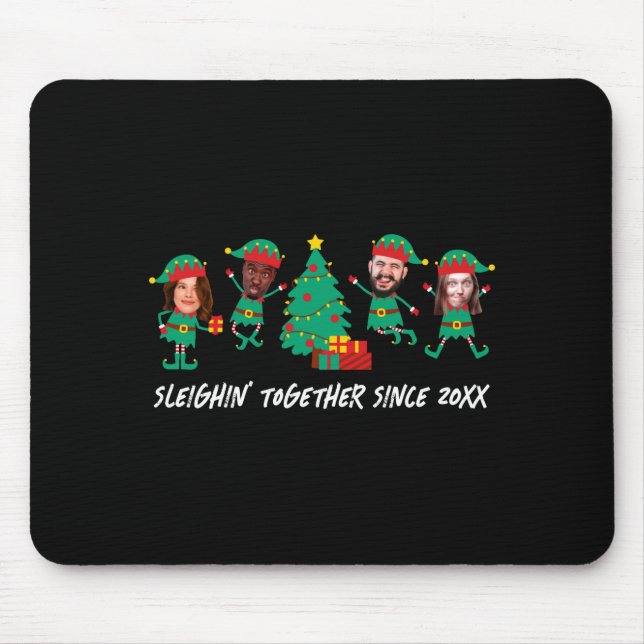 D Funny Face Photo Christmas Elf  Mousepad (Vorne)