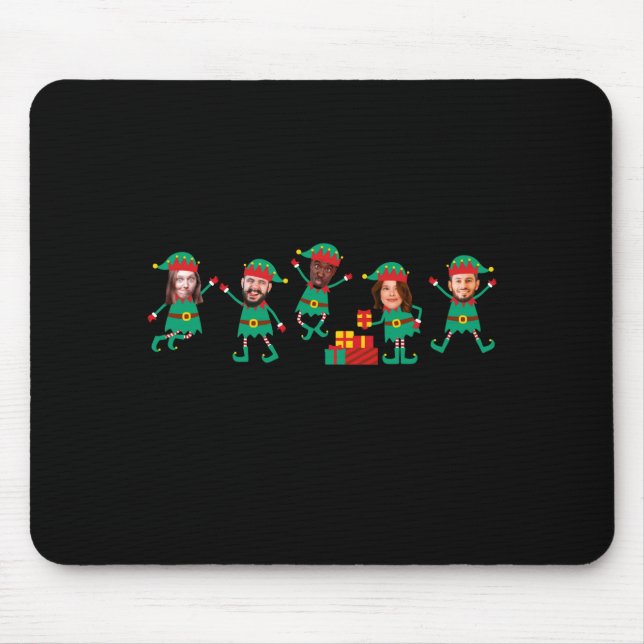 D Funny Face Photo Christmas Elf  Mousepad (Vorne)