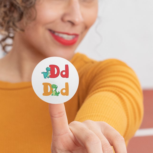 D für Dinosaurier-Aufkleber Runder Aufkleber (Von Creator hochgeladen)