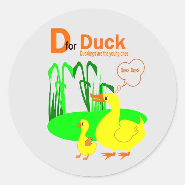 D für Enten Runder Aufkleber (Vorderseite)