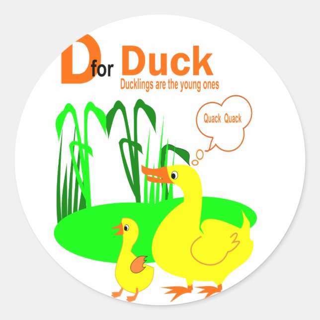 D für Enten Runder Aufkleber (Vorderseite)