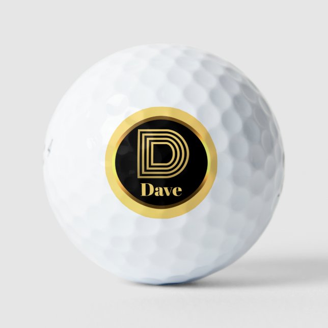 D Gold Mit Monogramm Letter Personalisierte Golfbä Golfball (Vorderseite)