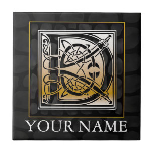 D "Ihre Namens" keltische schwarze Fliese