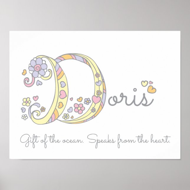 D initial Doris girls nom signifiant affiche (Devant)