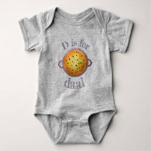 D IS FOR Dal Daal Lentils Indian Food Cuisine Baby Strampler
