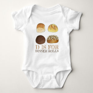 D IS FOR DINNER ROLLS Brot Brötchen Bäckerei Feins Baby Strampler