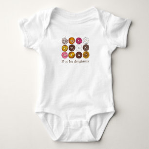 D is for Doughnut Donut Dozen Breakfast Food Baby Strampler
