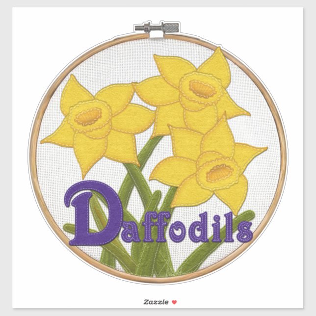 D ist für Daffodils Felt Look Blume Aufkleber (Blatt)